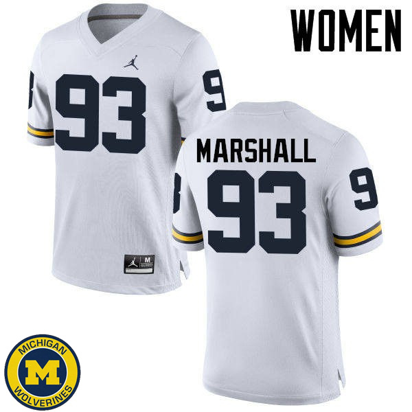 Women University of Michigan #93 Lawrence Marshall White College Game Jersey